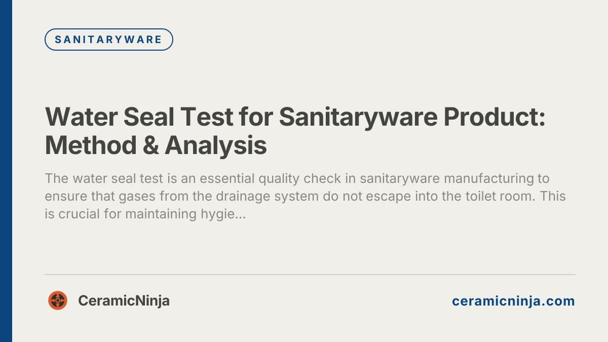 Water Seal Test for Sanitaryware Product: Method & Analysis