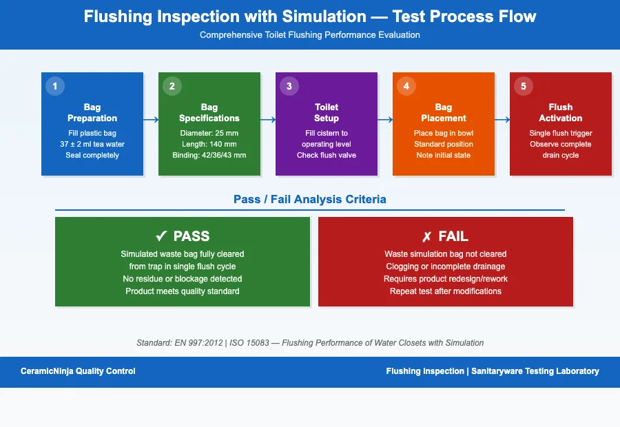 Flushing Inspection with Simulation - Process Flow and Pass/Fail Analysis Criteria