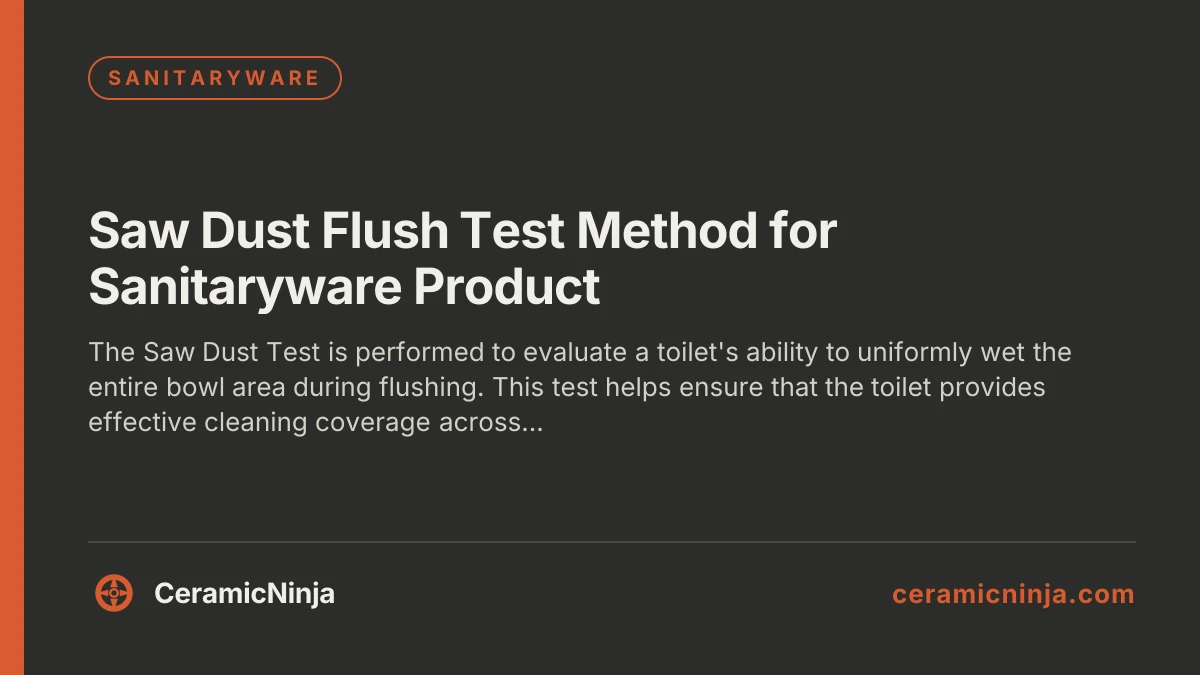 Saw Dust Flush Test Method for Sanitaryware Product