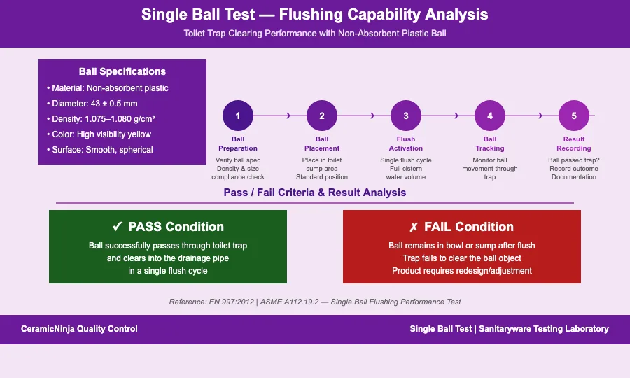 Single Ball Test - Flushing Capability Analysis and Pass/Fail Criteria