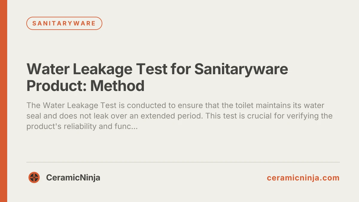 Water Leakage Test for Sanitaryware Product: Method