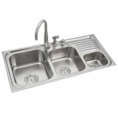 anupam kitchen sink three bowl with drain board design